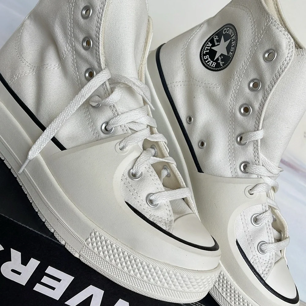 Converse WMNS CTAS A02832C CTAS CONSTRUCT HI VINTAGE WHITE/BLACK/EGRET Platforms